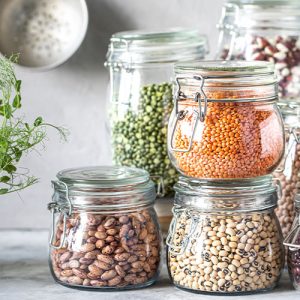 pots d'aliments, légumineuses