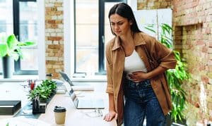 Bad,Period.,Full,Length,View,Of,The,Caucasian,Woman,Suffering